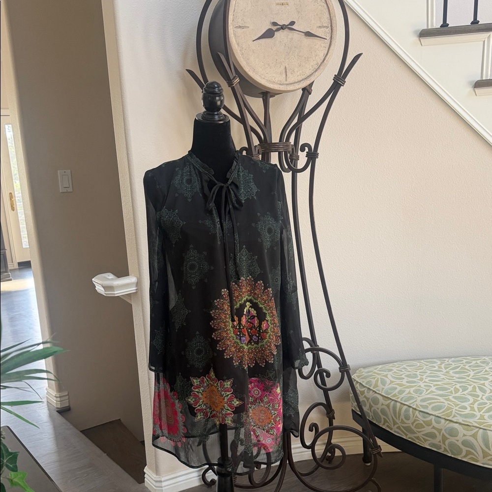 Desigual Black Dress with Vibrant Patterns